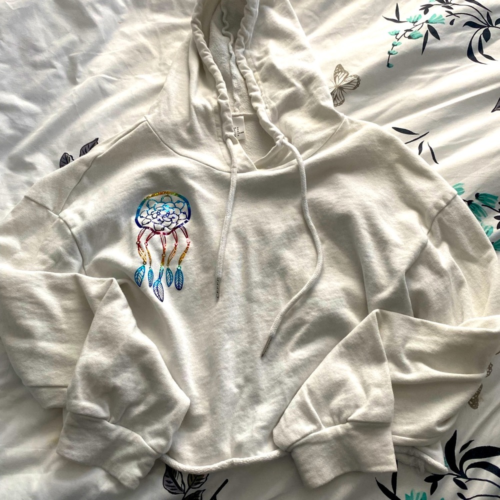 White crop top hoody